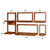 Primer plano de la textura de la madera de acacia de las estanterías de pared.