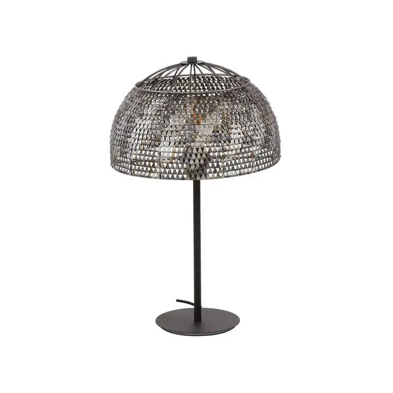 Lámpara de mesa vintage de metal con acabado quemado