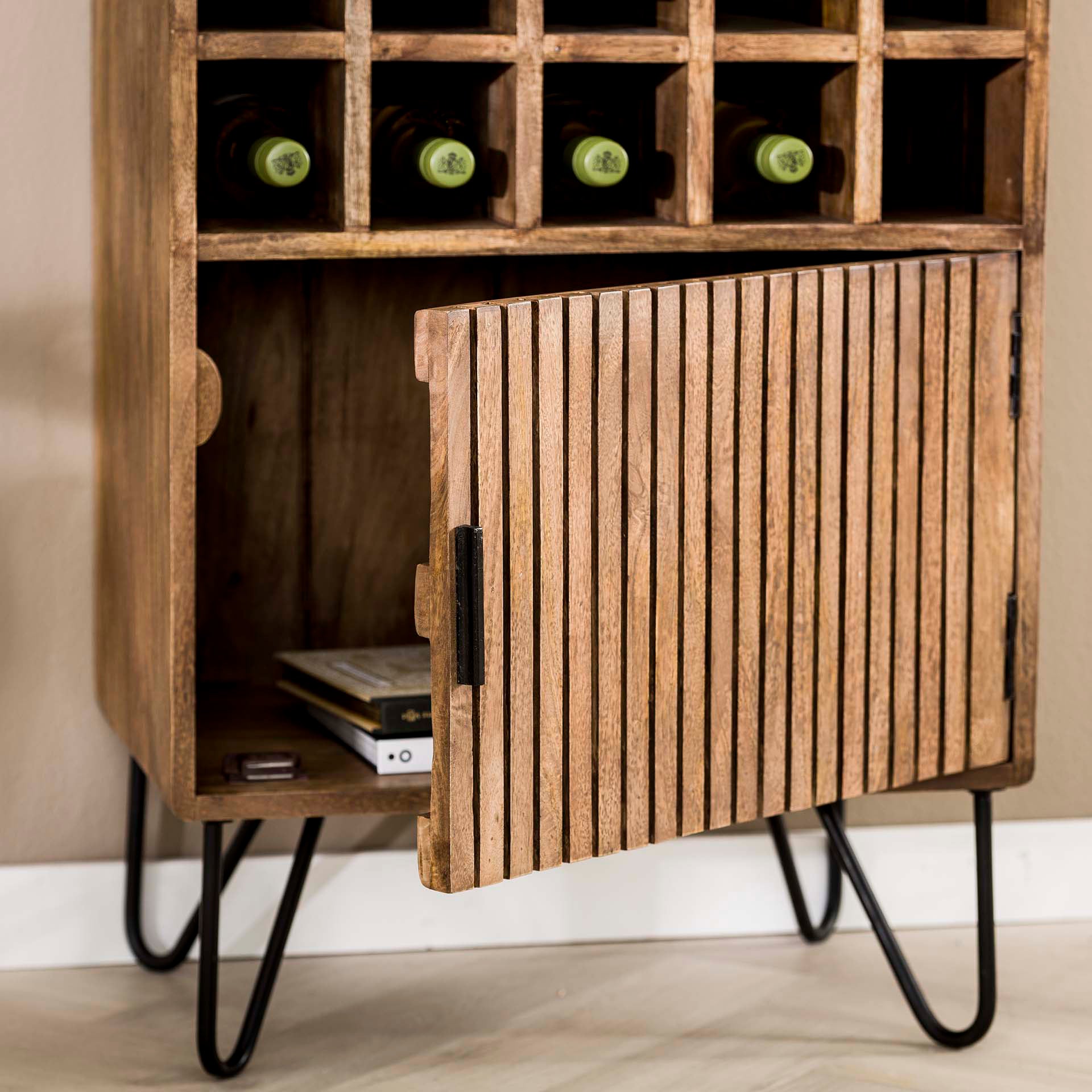 Mueble botellero madera de mango