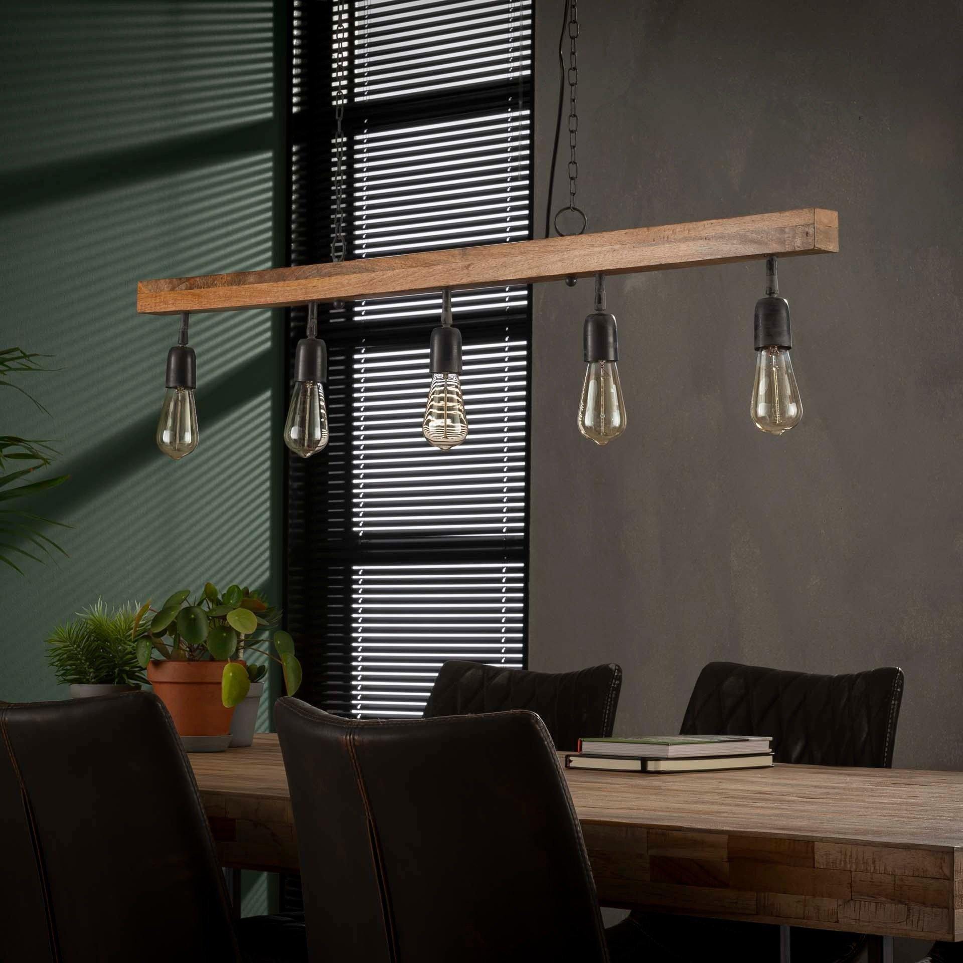 Lámpara colgante madera contemporánea 5 lámparas lyadesign.es