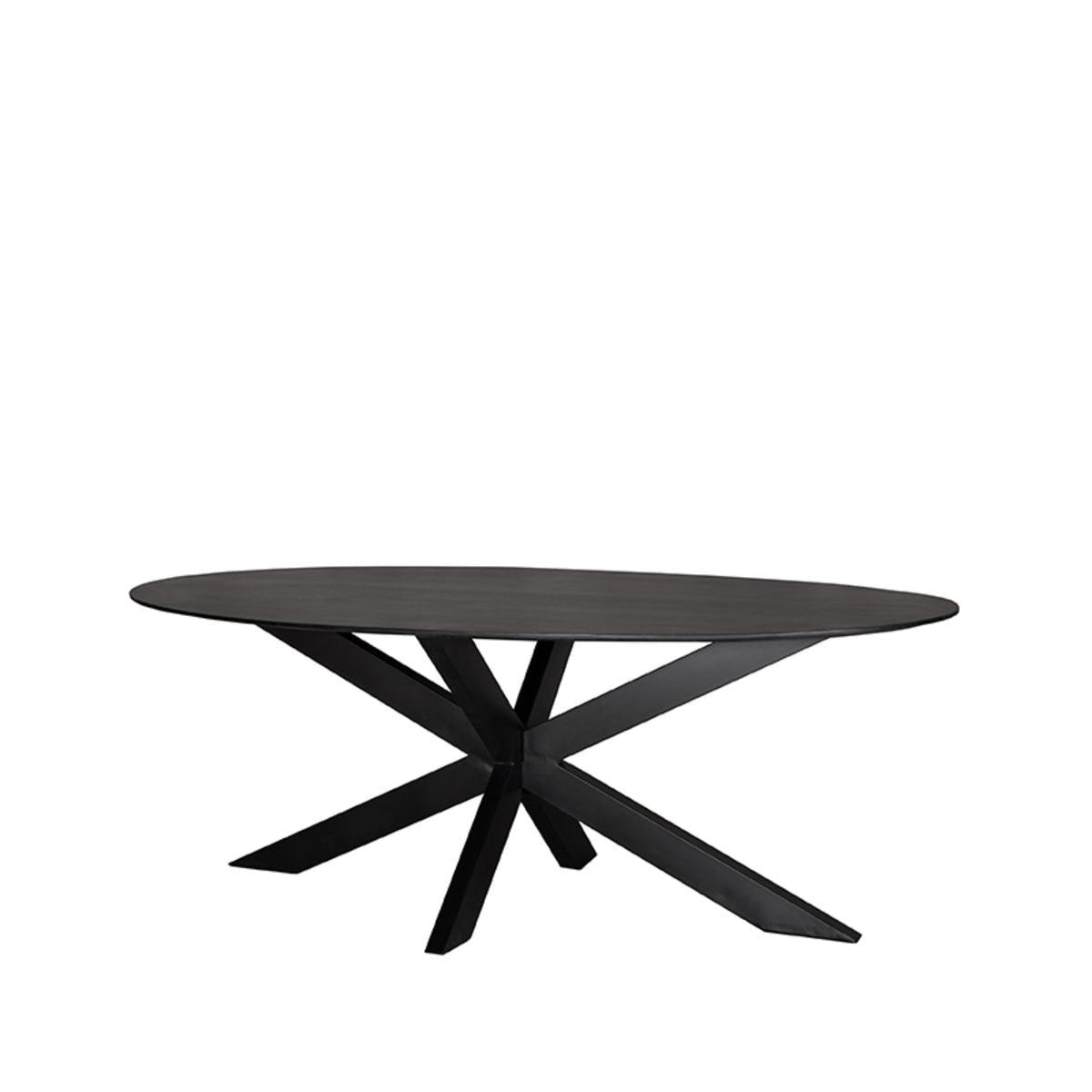 Mesa de comedor oval de color negro.